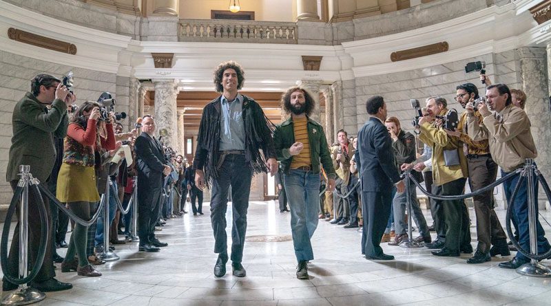 Sacha Baron Cohen and Jeremy Strong in "The Trial of the Chicago 7" (2020)