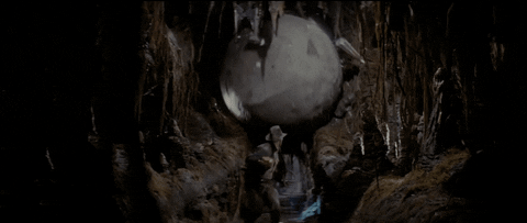 The memorable boulder scene in "Raiders of the Lost Ark" (1981)