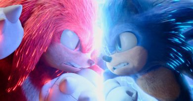 Sonic (voiced by Ben Schwartz) and Knuckles (Idris Elba) in "Sonic the Hedgehog 2" (2022)