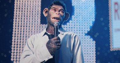 Robbie Williams playing himself in the form a CGI chimp in "Better Man" (2024)