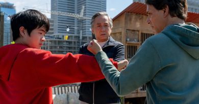 Ben Wang, Jackie Chan and Ralph Macchio in "Karate Kid: Legends" (2025)