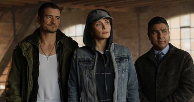 Orlando Bloom, Bryce Dallas Howard and Nick Mohammed in Prime Video's "Deep Cover" (2025)