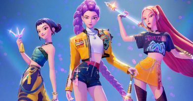 (L-R) Zoey (Yoo Ji-Young), Rumi (voiced by Arden Cho) and Mira (May Hong) in Netflix's "KPop Demon Hunters" (2025)