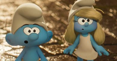 No Name Smurf (voiced by James Corden) and Smurfette (Rihanna) in "Smurfs" (2025)