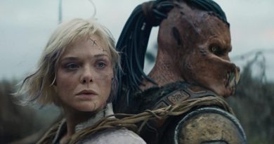 Elle Fanning and Dimitrius Schuster-Koloamatangi in "Predator: Badlands" (2025)